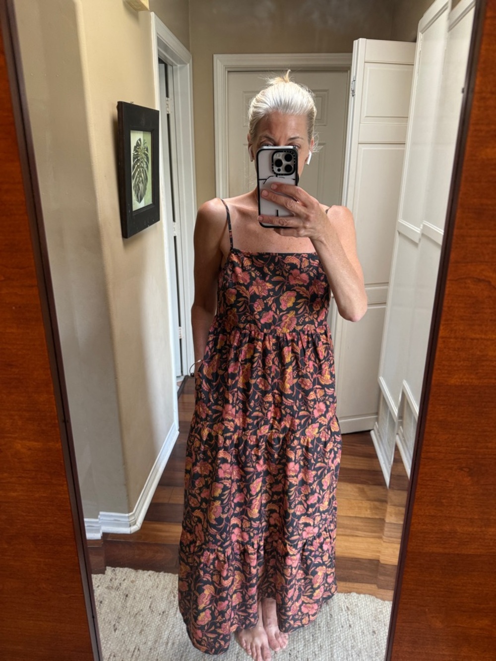 Matteau Floral Cotton Poplin Tiered Midi Dress Open Back Matteau Size 1 / US 2 - Picture 11 of 12